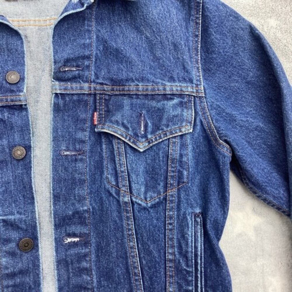 Vintage Levi's Jean Jacket 38 Men’s Dark Blue 80s - Picture 3 of 6